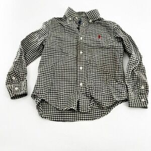 Ralph Lauren Kids Gingham Button Down Shirt Long Sleeve Red Pony Logo Size 5